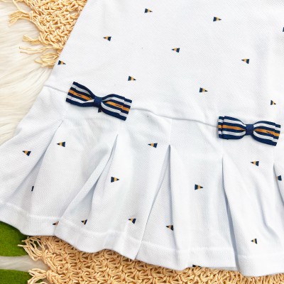 Vestido com Lacinhos e Farol Marinho - Branco